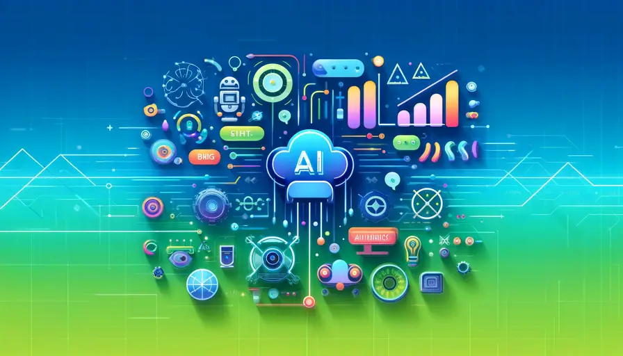 Bright blue and green-themed illustration of optimal machine learning algorithms for training AI in games, featuring AI in games symbols, machine learning icons, and training algorithms charts.
