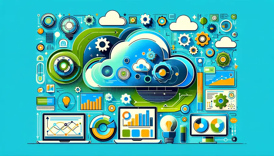 Bright blue and green-themed illustration of choosing the best cloud machine learning platform, featuring cloud symbols, machine learning icons, and comparison charts.