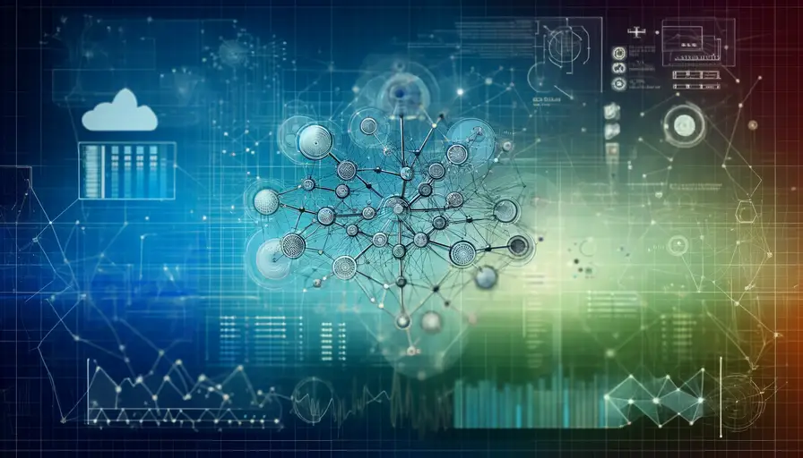 Neural network diagram representing machine learning with interconnected nodes and layers.