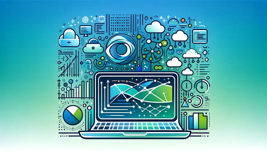 Blue and green-themed illustration of linear regression in machine learning with R, featuring linear regression symbols, R programming icons, and step-by-step diagrams.