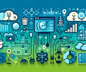 Blue and green-themed illustration of best practices for cleaning up machine learning datasets, featuring data cleaning symbols, machine learning icons, and dataset diagrams.