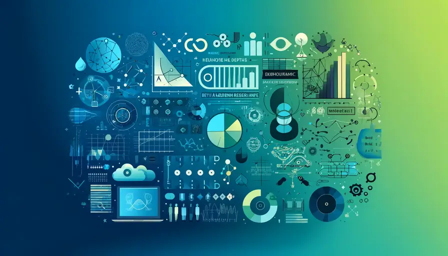 Blue and green-themed illustration of exploring the depths of machine learning beyond linear regression, featuring advanced ML diagrams and depth exploration icons.