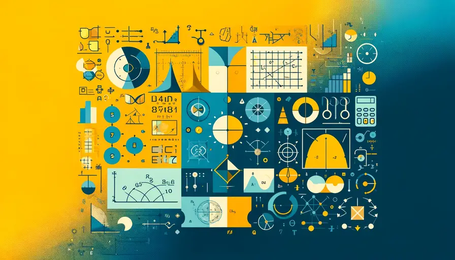 Blue and yellow-themed illustration of Bayesian theorem, featuring Bayesian theorem diagrams, probability symbols, and mathematical charts.
