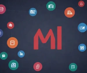 The wallpaper combines icons and charts to illustrate data-driven marketing concepts