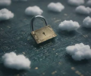 Digital wallpaper illustrates machine learning and privacy with circuit designs