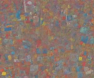 A dynamic blend of art styles and neural network schematics