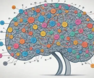 A digital brain wallpaper highlights data flow and search accuracy
